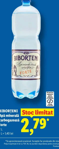 BIBORȚENI Apă minerală carbogazoasă forte 2 L