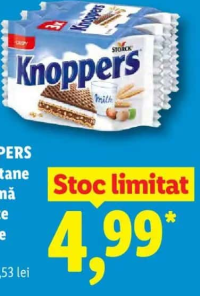 KNOPPERS Napolitane cu cremă de lapte și alune 3 x 25 g