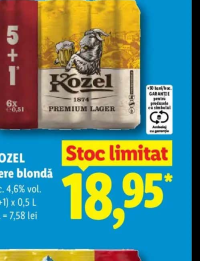 Kozel Bere blondă (5+1) x 0,5 L