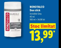 BOROTALCO Deo stick Invisible Grey 40 ml