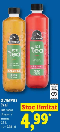OLYMPUS Ceai fără zahăr căpșuni / ananas 0,5 L