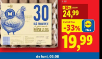 Ouă M cod 2 de găini crescute în hale la sol 30 buc