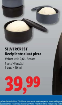 SILVERCREST Recipiente aluat pizza 0,6 L 4 bucăți