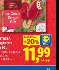 VITASIA Înghețată pe băț cu fructul dragonului 8 x 50 ml