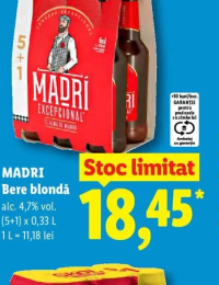 Madri Bere blondă (5+1) x 0,33 L