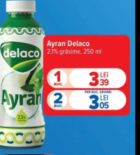 Delaco Ayran 2.1% grăsime 250ml (de la 2 buc)