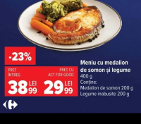 Meniu cu medalion de somon și legume 400 g