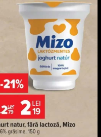 Mizo Iaurt natur fără lactoză 3.6% grăsime 150g