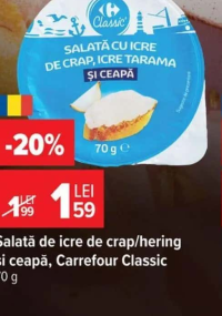 Salată de icre de crap/hering și ceapă, Carrefour Classic 70 g