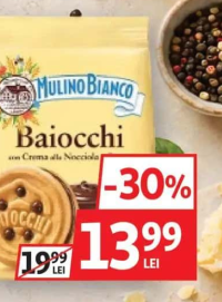 MULINO BIANCO BAIOCCHI BISCUITI CU CREMĂ DE ALUNE DE PĂDURE ȘI CACAO 260G