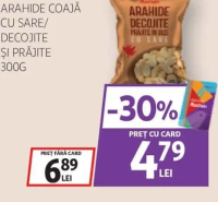 AUCHAN ARAHIDE COAJĂ CU SARE/ DECOJITE ȘI PRĂJITE 300G