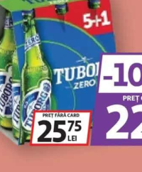 TUBORG BERE BLONDĂ FĂRĂ ALCOOL STICLĂ 5+1 X 0.33L