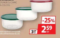 CUTIE ALIMENTE ROTUNDĂ CU CAPAC 1,5L/2,5L/3,3L
