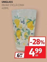 UNIGLASS Pahar sticlă CONIX 420ML