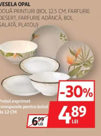VESELA OPAL Bol 12.5 CM / Farfurie Desert / Adâncă / Bol Salată / Platou