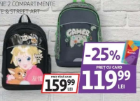 Auchan Ghiozdane 2 compartimente Supa Cute & Street Art