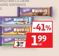 MILKA WAFFELINI NAPOLITANĂ CU CREMĂ DIVERSE SORTIMENTE 31G