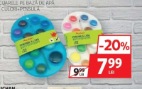 AUCHAN ACUARELE PE BAZĂ DE APĂ 12 CULORI+PENSULĂ