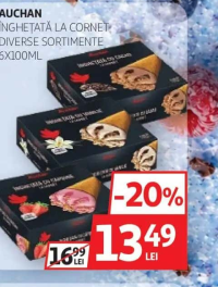 AUCHAN Înghețată la cornet diverse sortimente 6x100ml