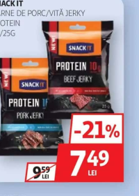 SNACK IT CARNE DE PORC/VITĂ JERKY PROTEIN 40/25G