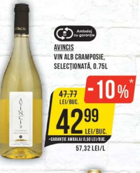 AVINCIS VIN ALB CRAMPOȘIE, SELECȚIONATĂ, 0.75L