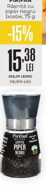 Pirifan Râșniță cu piper negru boabe 75 g