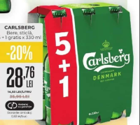 CARLSBERG Bere, sticlă, 5 + 1 gratis x 330 ml