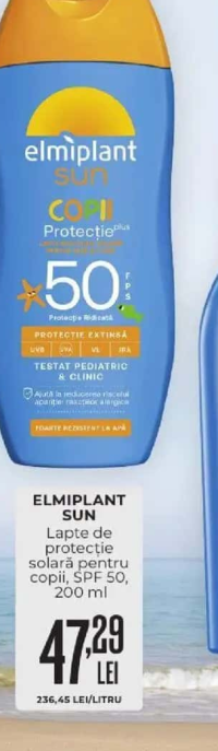 ELMIPLANT SUN Lapte de protecție solară pentru copii, SPF 50, 200 ml