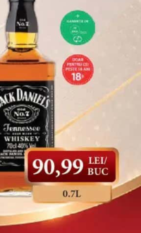 JACK DANIELS whiskey 40% alc. 0.7L