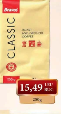 BRAVOS Classic cafea prăjită măcinată 250g