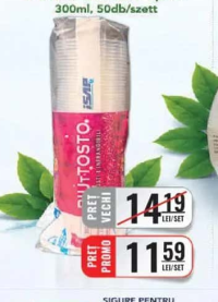 OTI pahare transparente, de unică folosință, 300ml, 50buc/set