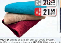 MID-TEX prosop de baie din bumbac 100%, 500gsm, 70x130cm