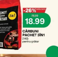 CĂRBUNI PACHET 3ÎN1 2 KG pentru grătar
