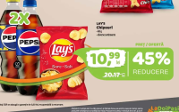 PEPSI Băutură răcoritoare 2x0.50L & LAY'S Chipsuri 60g