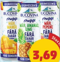 Bucovina Apă fructată efervescentă diverse sortimente 330ml