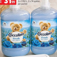 Coccolino Balsam rufe Blue Splash 2 x 1.702 l, 2 x 74 spălări
