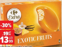 Carrefour Extra Înghețată cu vanilie și fructe exotice 4x100ml