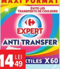 Carrefour Expert Hârtie anti transfer culori textile, 60 buc.