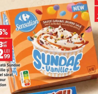 Carrefour Sensation Înghețată Sundae cu vanilie și caramel sărat 360 ml