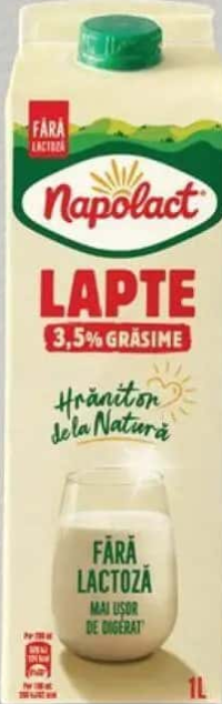 Napolact Lapte fără lactoză 3.5% grăsime, 1 L