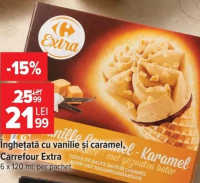 Carrefour Extra Înghețată cu vanilie și caramel 6 x 120 ml