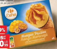 Carrefour Extra Înghețată cu mango și fructul pasiunii 6 x 120 ml