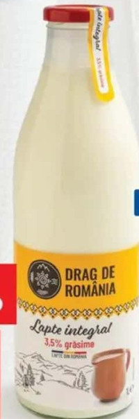Drag de România Lapte integral 3.5% grăsime 1L