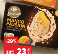 Carrefour Sensation Înghețată cu mango și ciocolată cu alune 4 x 90 ml