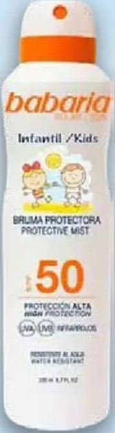 Babaria Spray cu protecție solară pentru copii SPF 50 200 ml