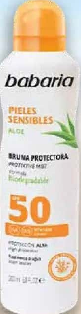 Babaria Spray cu protecție solară pentru pielea sensibilă cu aloe vera SPF 50 200 ml