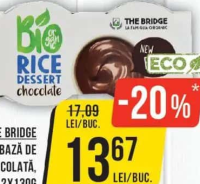 The Bridge Deserț bio pe bază de orez, cu ciocolată, 2x130g