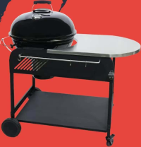 GOODHOME Grătar cărbune BBQ Elland, 57 cm, 1 suprafață, 4 role, negru