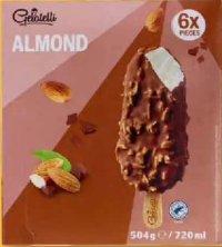Gelatelli Înghețată glazurată cu ciocolată și migdale 6 x 120 ml
