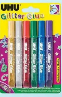 UHU Adeziv lichid cu sclipici 10ml, 6 buc./set